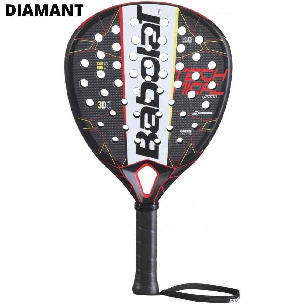 Foto van een padel racket met een diamant vorm