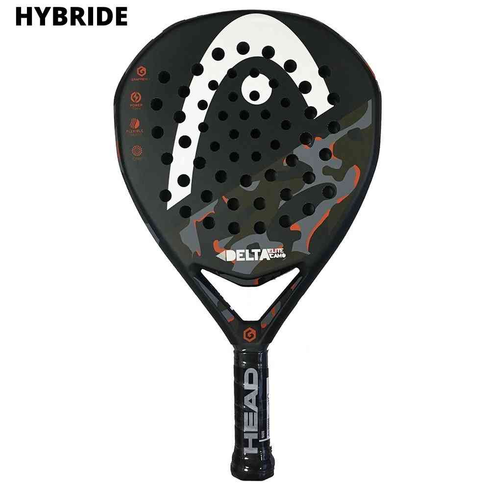 Foto van een padel racket met een hybride vorm